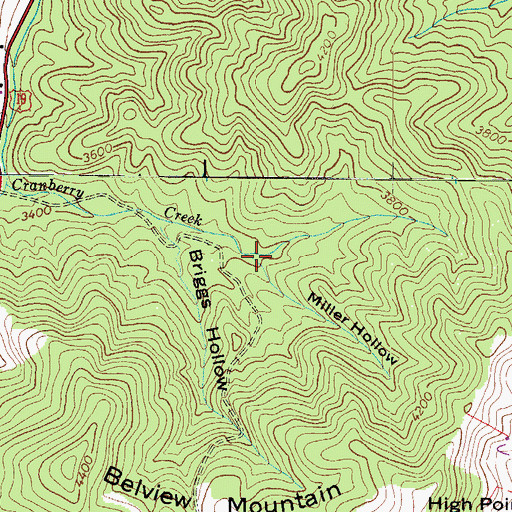 Topographic Map of Miller Hollow, NC