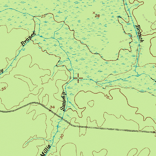 Topographic Map of Millis Swamp, NC