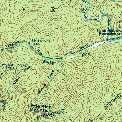 Topographic Map of Mince Cove, NC