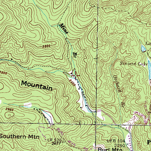 Topographic Map of Mine Branch, NC