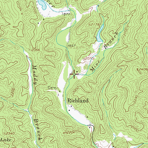 Topographic Map of Mine Branch, NC