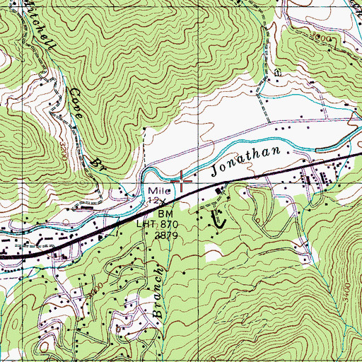Topographic Map of Mine Branch, NC