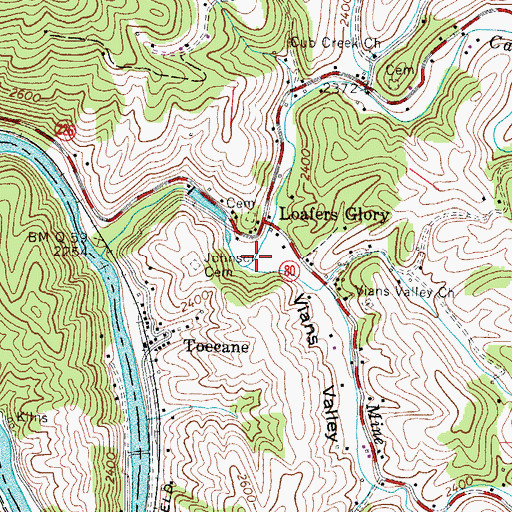 Topographic Map of Mine Creek, NC