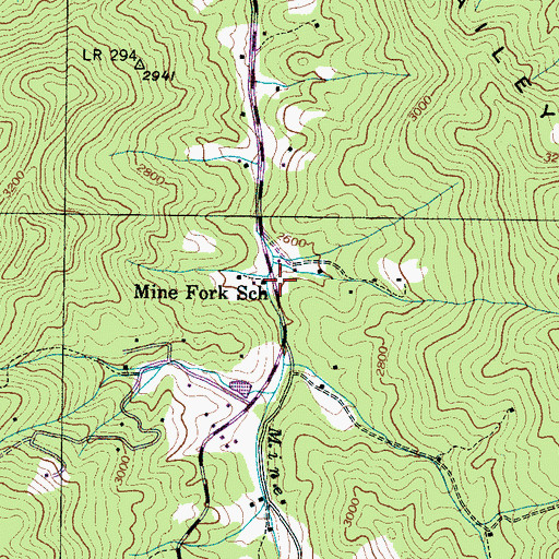 Topographic Map of Mine Fork School, NC