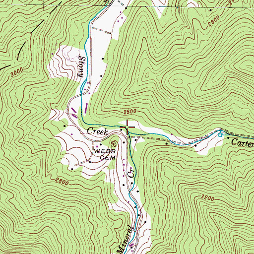 Topographic Map of Mineral Creek, NC