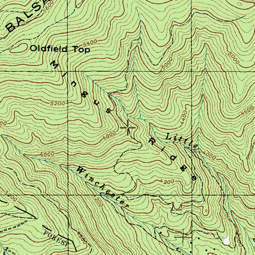 Topographic Map of Mingus Ridge, NC