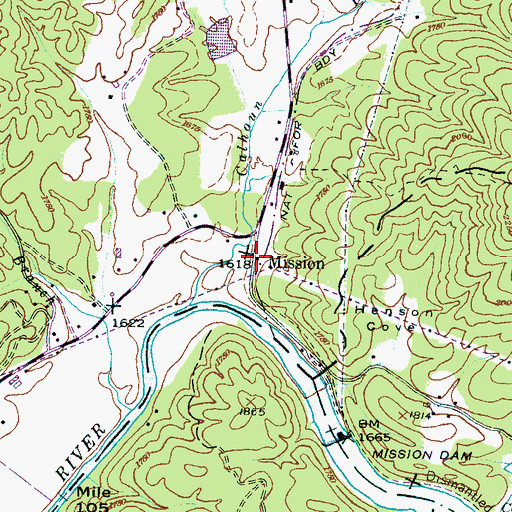 Topographic Map of Mission, NC