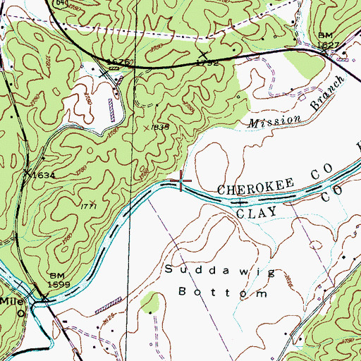 Topographic Map of Mission Branch, NC