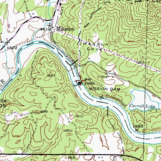Topographic Map of Mission Dam, NC