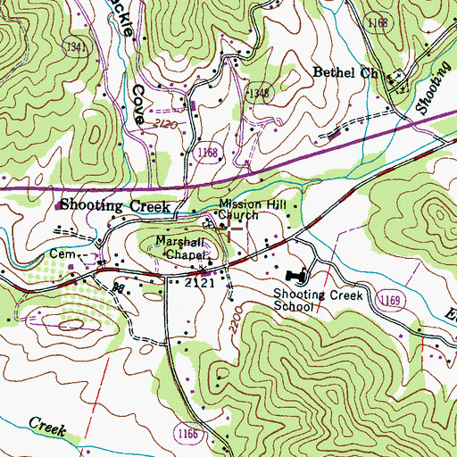 Topographic Map of Mission Hill Church, NC