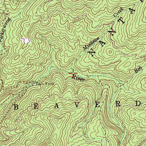 Topographic Map of Mistletoe Creek, NC