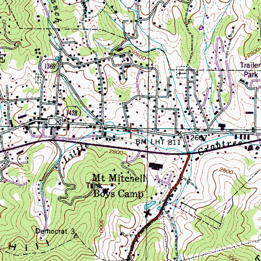 Topographic Map of Mitchell Branch, NC