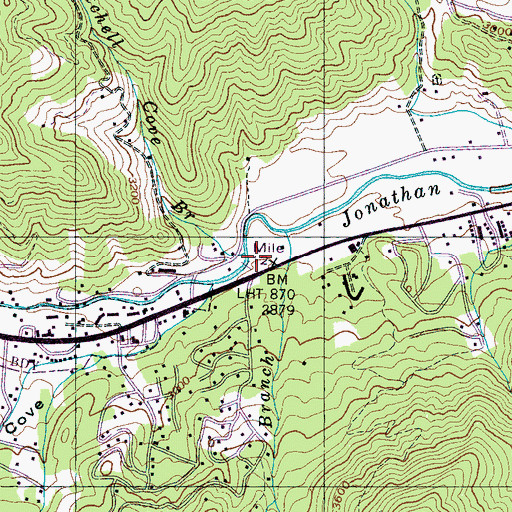 Topographic Map of Mitchell Cove Branch, NC