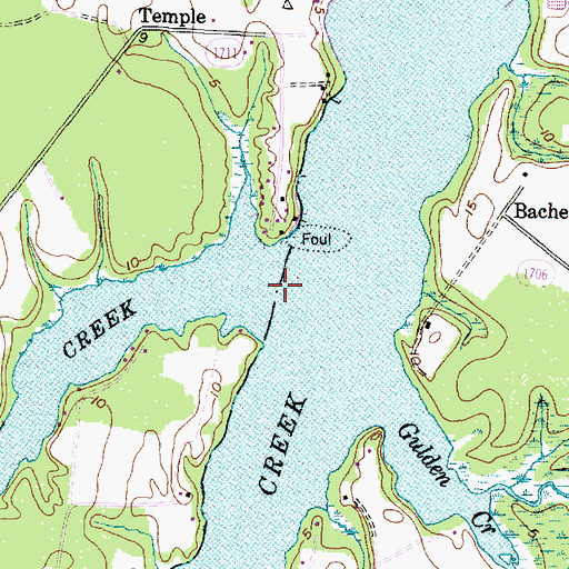 Topographic Map of Mitchell Creek, NC
