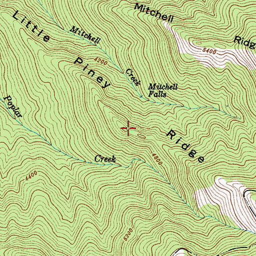 Topographic Map of Mitchell Falls, NC