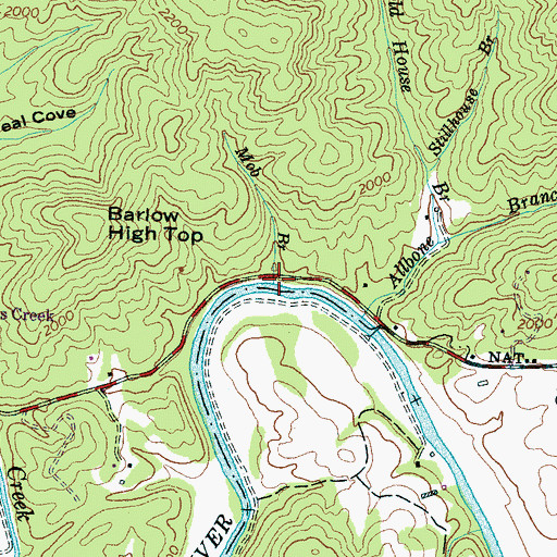 Topographic Map of Mob Branch, NC