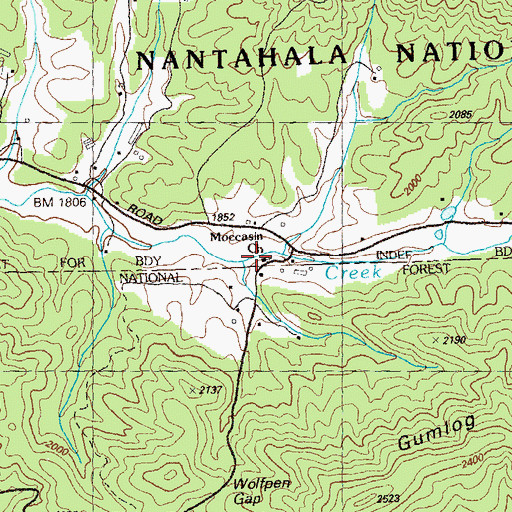Topographic Map of Moccasin Church, NC
