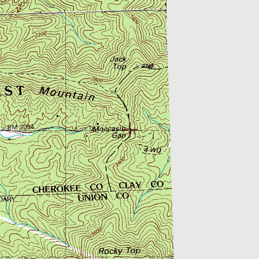 Topographic Map of Moccasin Gap, NC