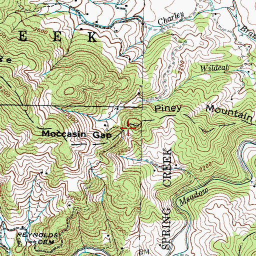 Topographic Map of Moccasin Gap, NC