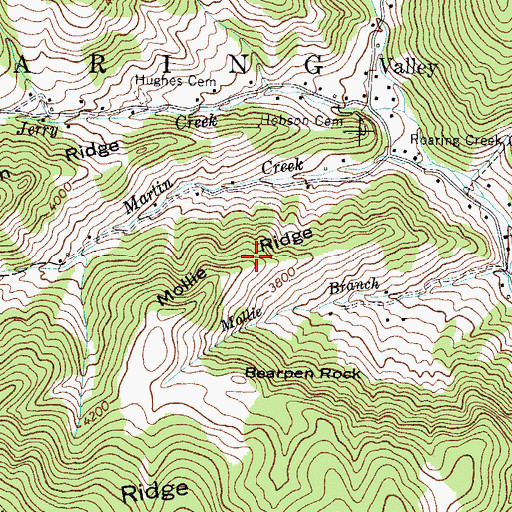 Topographic Map of Mollie Ridge, NC