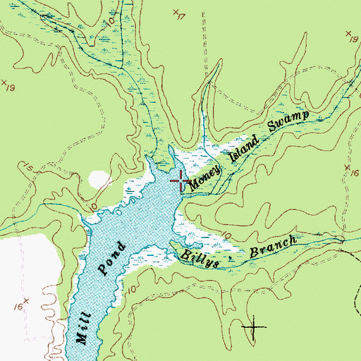 Topographic Map of Money Island Swamp, NC