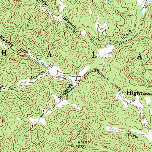 Topographic Map of Monkey John Branch, NC
