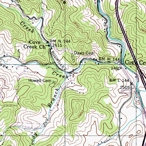 Topographic Map of Moody Branch, NC