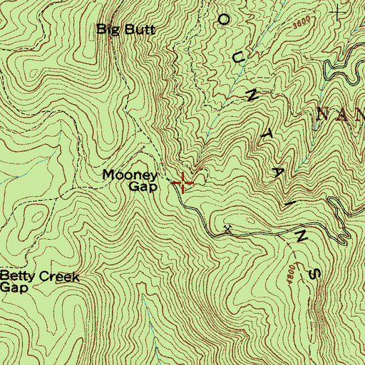 Topographic Map of Mooney Gap, NC