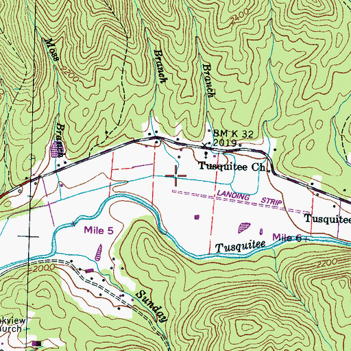 Topographic Map of Moore Branch, NC