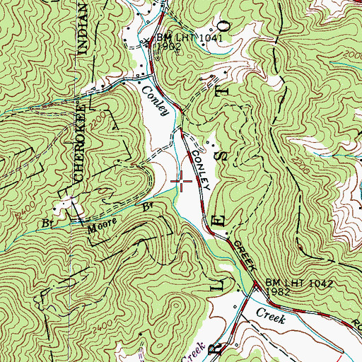 Topographic Map of Moore Branch, NC