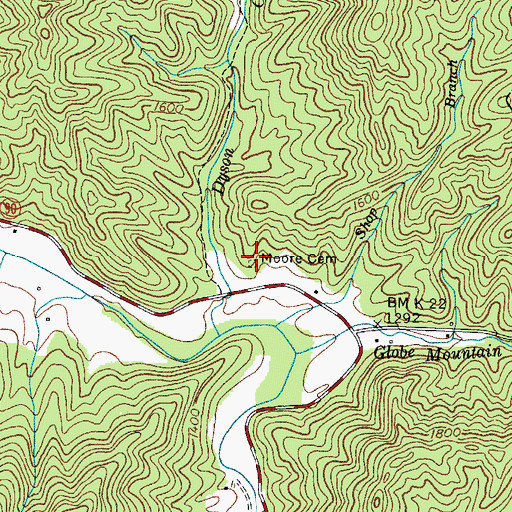 Topographic Map of Moore Cemetery, NC
