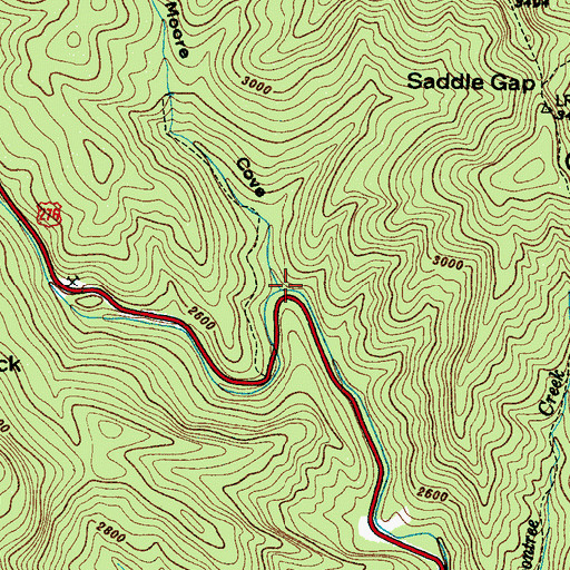 Topographic Map of Moore Cove, NC