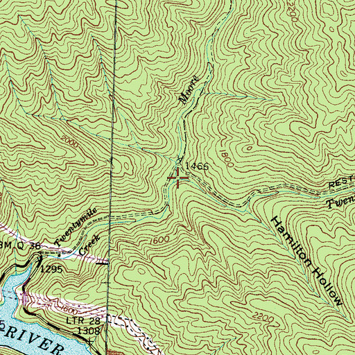 Topographic Map of Moore Springs Branch, NC