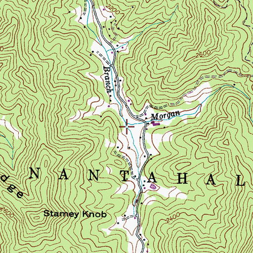 Topographic Map of Morgan Branch, NC