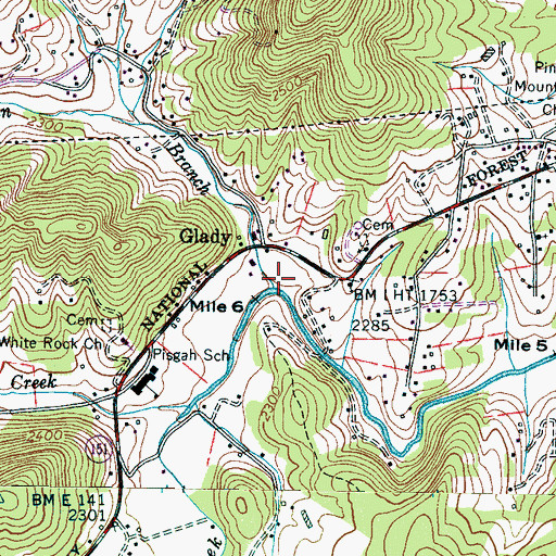 Topographic Map of Morgan Branch, NC