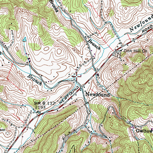 Topographic Map of Morgan Branch, NC