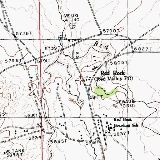 Topographic Map of Red Rock Trading Post, AZ
