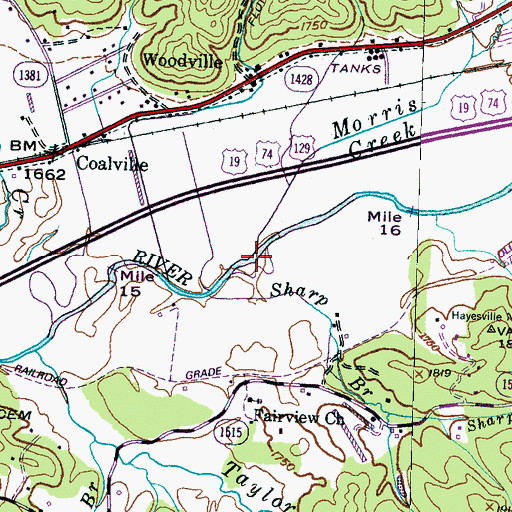Topographic Map of Morris Creek, NC