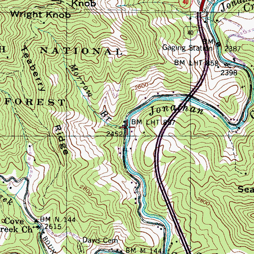 Topographic Map of Morrow Branch, NC
