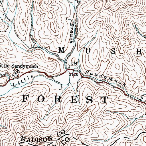 Topographic Map of Morrow Branch, NC