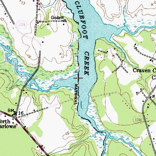 Topographic Map of Mortons Mill Pond, NC