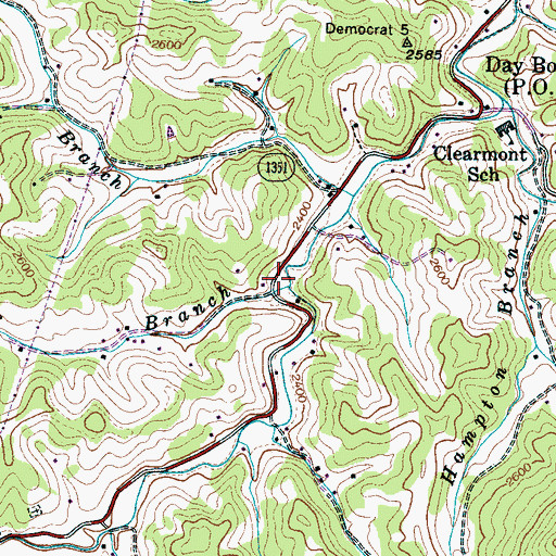 Topographic Map of Moses Branch, NC