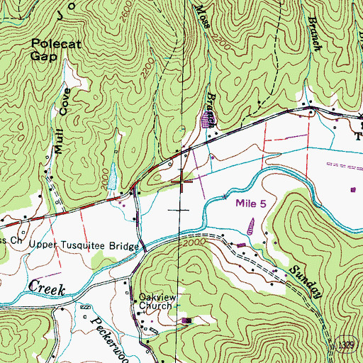 Topographic Map of Moss Branch, NC