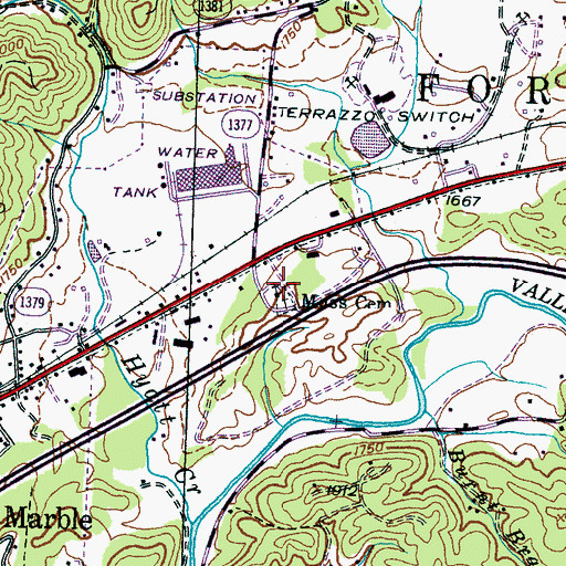 Topographic Map of Moss Cemetery, NC