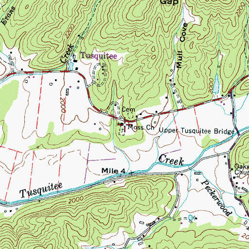 Topographic Map of Moss Church, NC