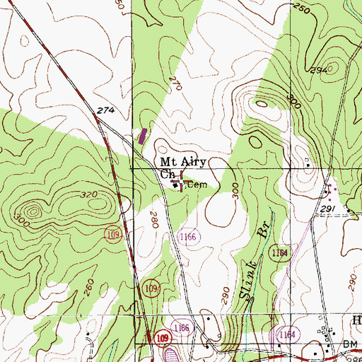 Topographic Map of Mount Airy Church, NC