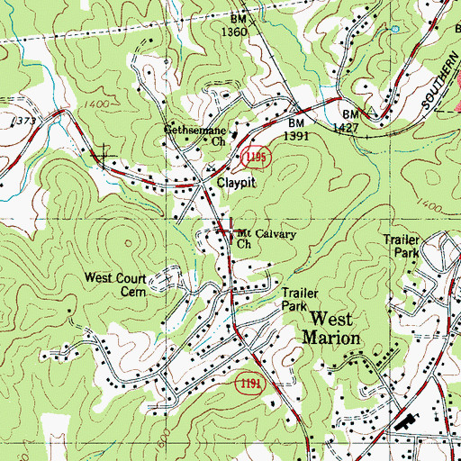 Topographic Map of Mount Calvary Church, NC