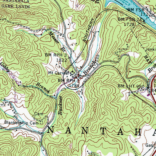 Topographic Map of Mount Carmel Church, NC