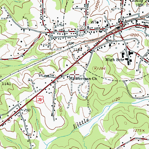 Topographic Map of Mount Herman Church, NC