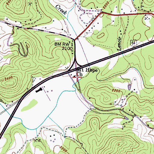 Topographic Map of Mount Hope Church, NC